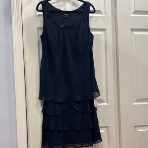 Elegant Navy Blue Layered Dress